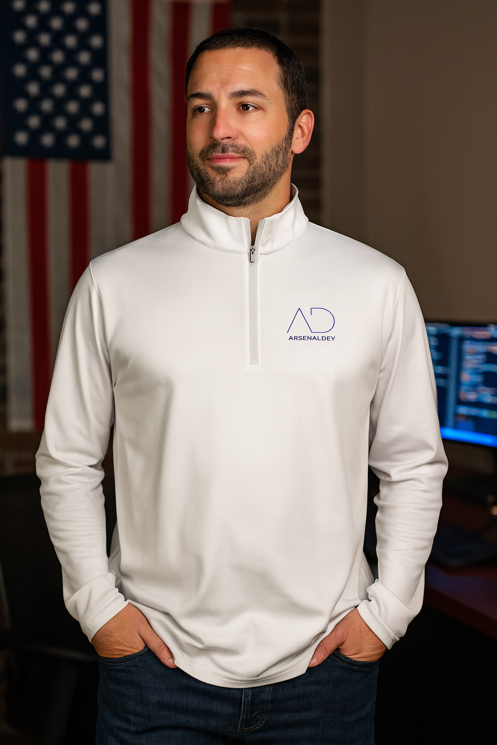 AD Branded Lightweight quarter-zip pullover
